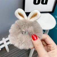 New  Plush Bunny Ear Hair Tie Cute Rabbit Fur Hair Ring sku image 2