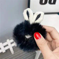 New  Plush Bunny Ear Hair Tie Cute Rabbit Fur Hair Ring sku image 4