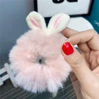 New  Plush Bunny Ear Hair Tie Cute Rabbit Fur Hair Ring sku image 5