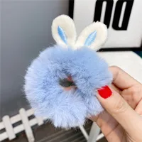 New  Plush Bunny Ear Hair Tie Cute Rabbit Fur Hair Ring sku image 6