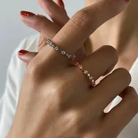 Sweet Open Copper Inlaid Zircon Simple Five-pointed Star Ring main image 1