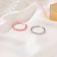 Sweet Open Copper Inlaid Zircon Simple Five-pointed Star Ring main image 3