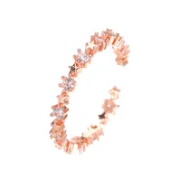 Sweet Open Copper Inlaid Zircon Simple Five-pointed Star Ring main image 5