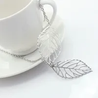 Retro Metal Hollow Leaf Necklace main image 2