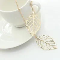 Retro Metal Hollow Leaf Necklace sku image 1