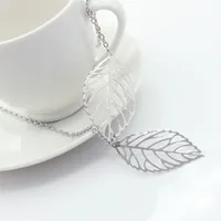 Retro Metal Hollow Leaf Necklace sku image 2