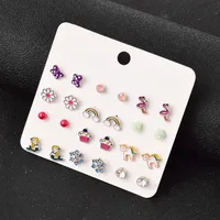 Fashion Flower Multi-color Animal Earrings Set main image 1