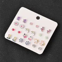 Fashion Flower Multi-color Animal Earrings Set main image 2
