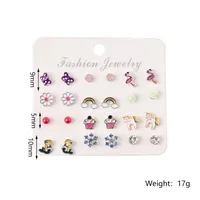 Fashion Flower Multi-color Animal Earrings Set main image 4