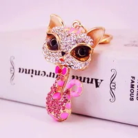 Alloy Dripping Oil Rhinestone Cartoon Little Fox Keychain main image 1