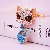 Alloy Dripping Oil Rhinestone Cartoon Little Fox Keychain main image 2