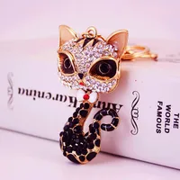 Alloy Dripping Oil Rhinestone Cartoon Little Fox Keychain main image 4