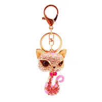 Alloy Dripping Oil Rhinestone Cartoon Little Fox Keychain main image 5