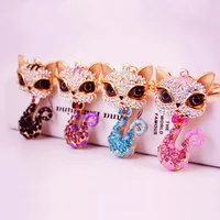 Alloy Dripping Oil Rhinestone Cartoon Little Fox Keychain sku image 5