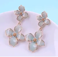 925 Silver  Korean Fashion  Flower Exaggerated Earrings main image 4