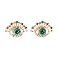 Fashion Blue Devil's Eye Alloy Diamond Retro Earrings sku image 1