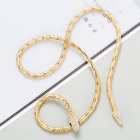 Creative Exaggerated Snake-shaped Hollow Alloy Inlaid Rhinestone Necklace sku image 1