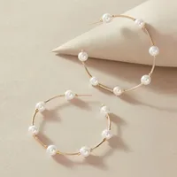 Simple Large Circlecreative Retro Simple Pearl Earrings main image 1