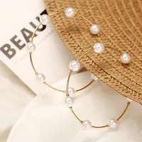 Simple Large Circlecreative Retro Simple Pearl Earrings main image 3