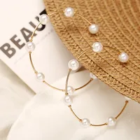 Simple Large Circlecreative Retro Simple Pearl Earrings main image 4