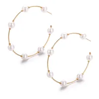 Simple Large Circlecreative Retro Simple Pearl Earrings main image 5