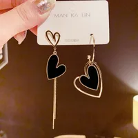 Asymmetrical Tassel Love Earrings main image 4
