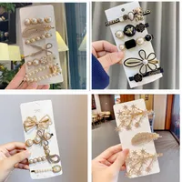Retro Feather Scissor Pearl Gypsophila Hairpins Suit main image 1
