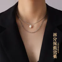 Wholesale Jewelry Fashion Human Face 304 Stainless Steel Freshwater Pearl 18K Gold Plated Plating Necklace sku image 5