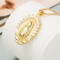 Virgin Mary Halo Pendant Copper Inlaid Zircon Necklace main image 2