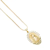 Virgin Mary Halo Pendant Copper Inlaid Zircon Necklace main image 5