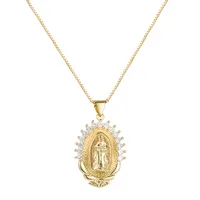 Virgin Mary Halo Pendant Copper Inlaid Zircon Necklace sku image 1