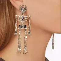 Skull Skeleton Alloy Inlaid Rhinestone Earrings main image 1