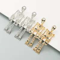 Skull Skeleton Alloy Inlaid Rhinestone Earrings main image 2