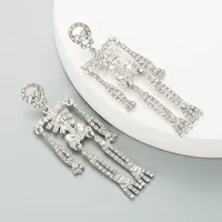 Skull Skeleton Alloy Inlaid Rhinestone Earrings main image 4