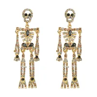 Skull Skeleton Alloy Inlaid Rhinestone Earrings main image 5