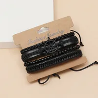 New  Creative Hand-woven Black Rudder Leather Bracelet main image 2