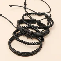 New  Creative Hand-woven Black Rudder Leather Bracelet main image 3