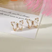 Korea Creative Fantasy  Purple Crystal Butterfly Earrings sku image 1