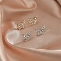 Korean Fashion Simple Full Diamond Butterfly Earrings main image 1