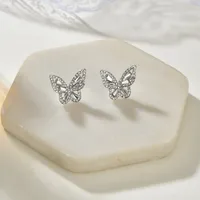 Korean Fashion Simple Full Diamond Butterfly Earrings main image 3