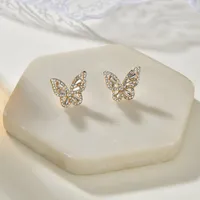 Korean Fashion Simple Full Diamond Butterfly Earrings main image 4