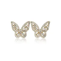 Korean Fashion Simple Full Diamond Butterfly Earrings main image 5
