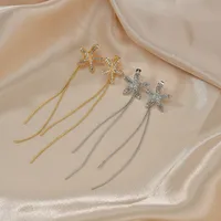 S925 Silver Needle Diamonds  Long Tassels Earrings main image 2