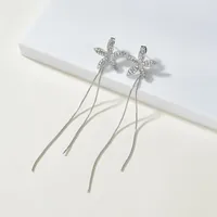 S925 Silver Needle Diamonds  Long Tassels Earrings main image 3