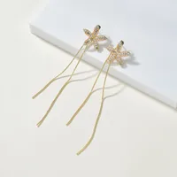 S925 Silver Needle Diamonds  Long Tassels Earrings main image 4
