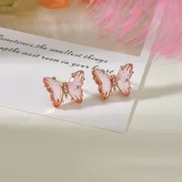 Korea Creative Fantasy  Purple Crystal Butterfly Earrings main image 4