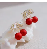 S925 Silver Needle Red Cherries Earrings main image 2