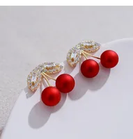 S925 Silver Needle Red Cherries Earrings main image 4