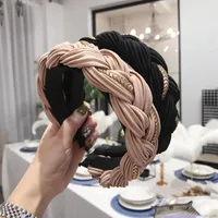 Hair Accessories Solid Color Pleated Alloy Chain Twist Braids Wide Edge Hair Band main image 2