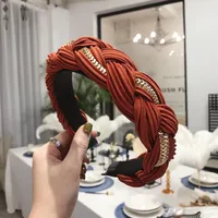 Hair Accessories Solid Color Pleated Alloy Chain Twist Braids Wide Edge Hair Band main image 4